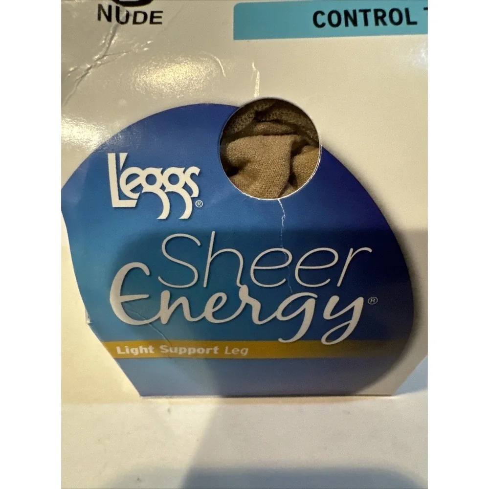 1 Pair NIP L'eggs Leggs Sheer Energy Control Top Sheer Toe Pantyhose Size B Nude